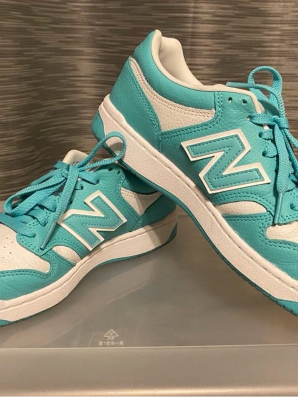 New Balance White & Teal Low-Top Sneakers